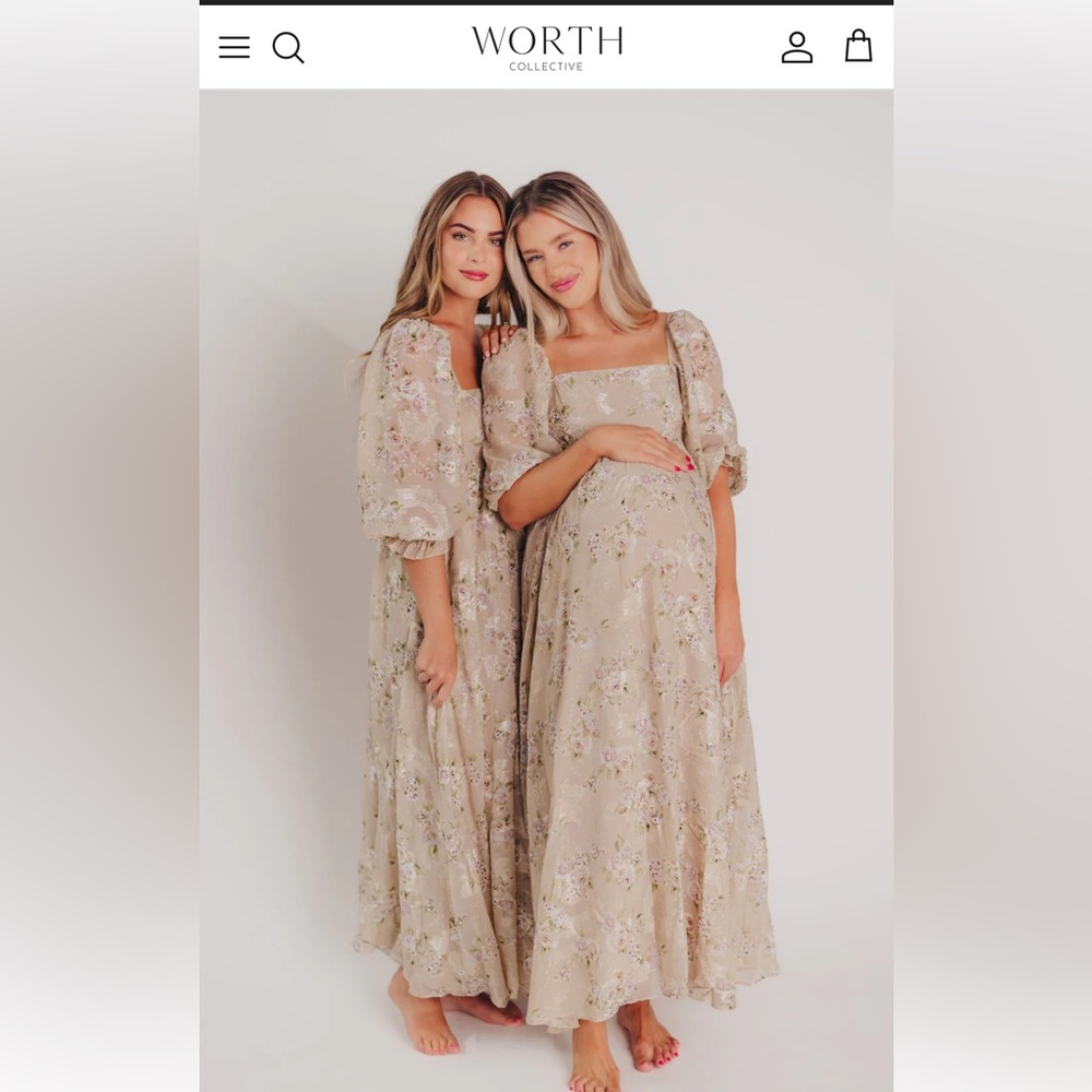 Worth Collective Mona Maxi Dress in Beige/Brown Floral